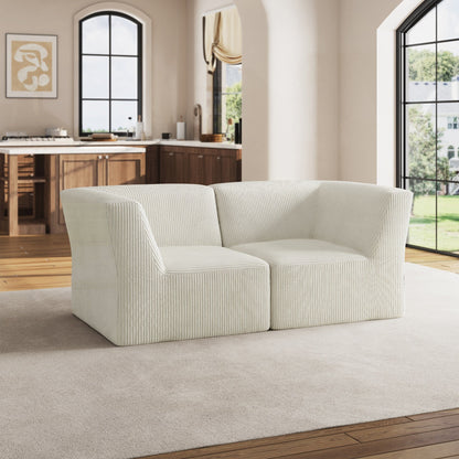 71 W Corduroy Fully Sponge Molded Couch Modular Sectional Sofa