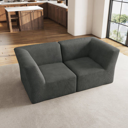 71 W Corduroy Fully Sponge Molded Couch Modular Sectional Sofa