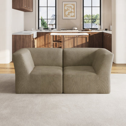 71 W Corduroy Fully Sponge Molded Couch Modular Sectional Sofa
