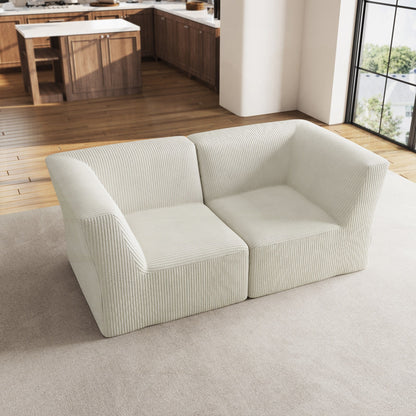 71 W Corduroy Fully Sponge Molded Couch Modular Sectional Sofa