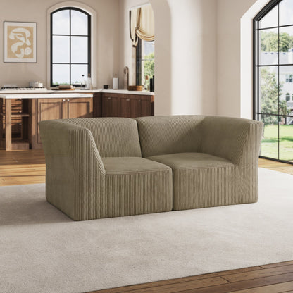 71 W Corduroy Fully Sponge Molded Couch Modular Sectional Sofa