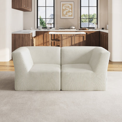 71 W Corduroy Fully Sponge Molded Couch Modular Sectional Sofa