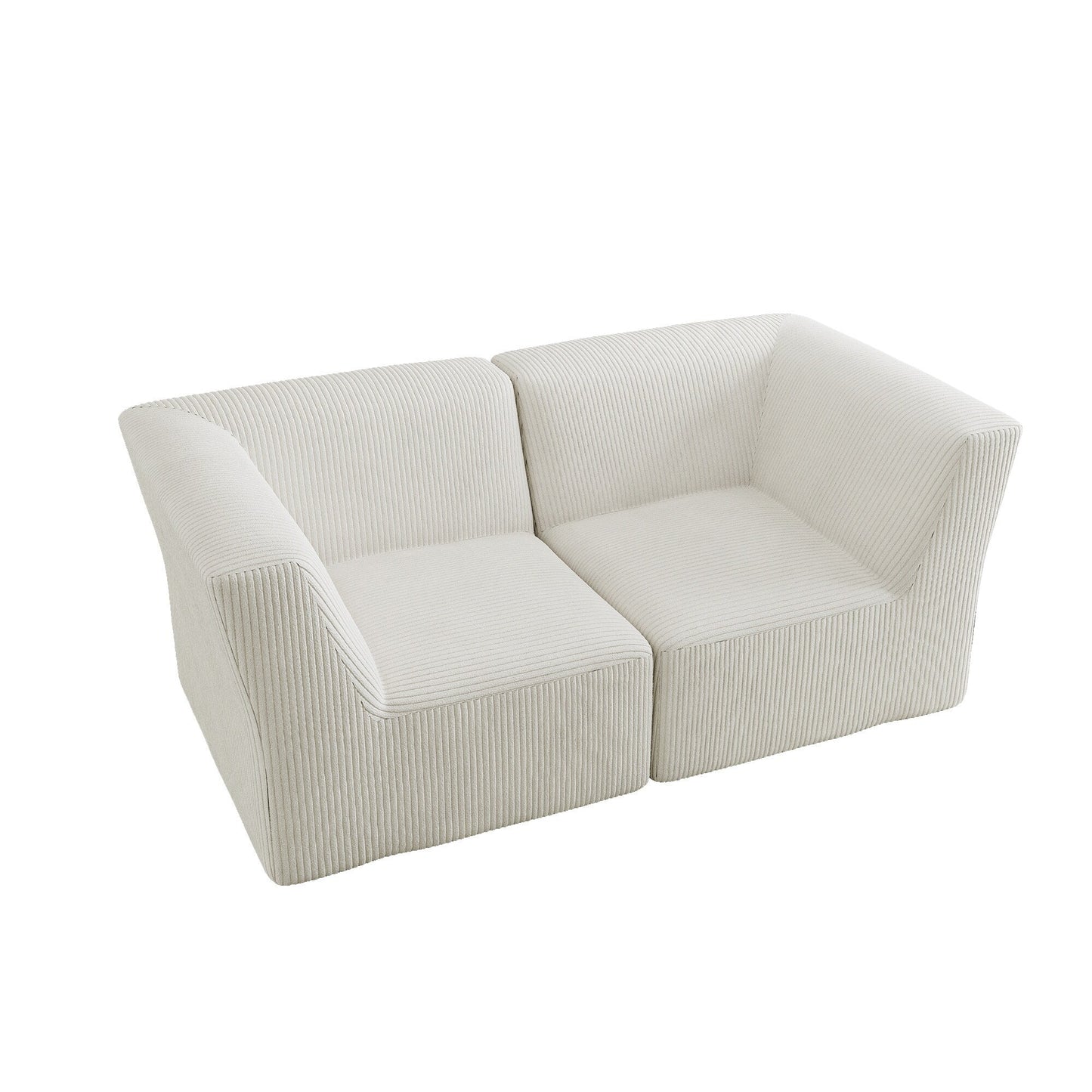 71 W Corduroy Fully Sponge Molded Couch Modular Sectional Sofa