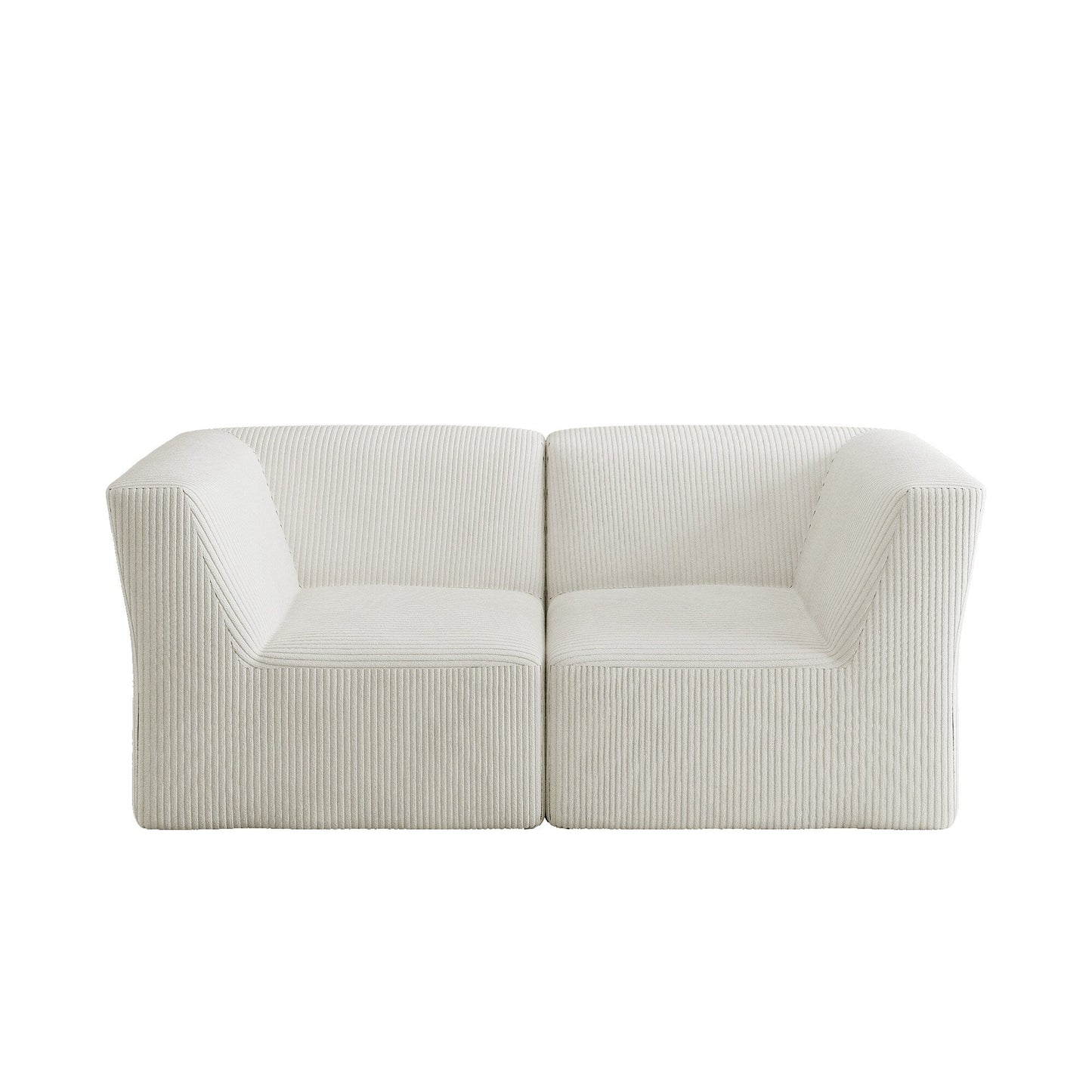 71 W Corduroy Fully Sponge Molded Couch Modular Sectional Sofa