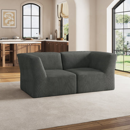 71 W Corduroy Fully Sponge Molded Couch Modular Sectional Sofa