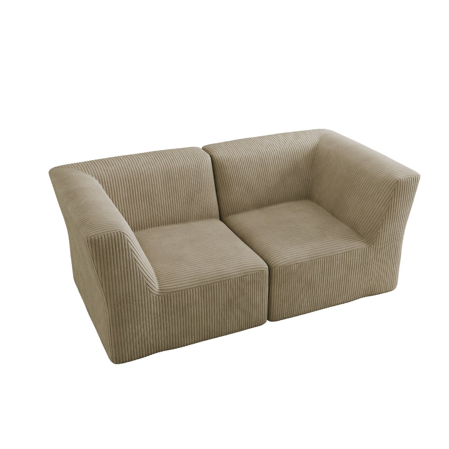 71 W Corduroy Fully Sponge Molded Couch Modular Sectional Sofa