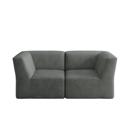 71 W Corduroy Fully Sponge Molded Couch Modular Sectional Sofa