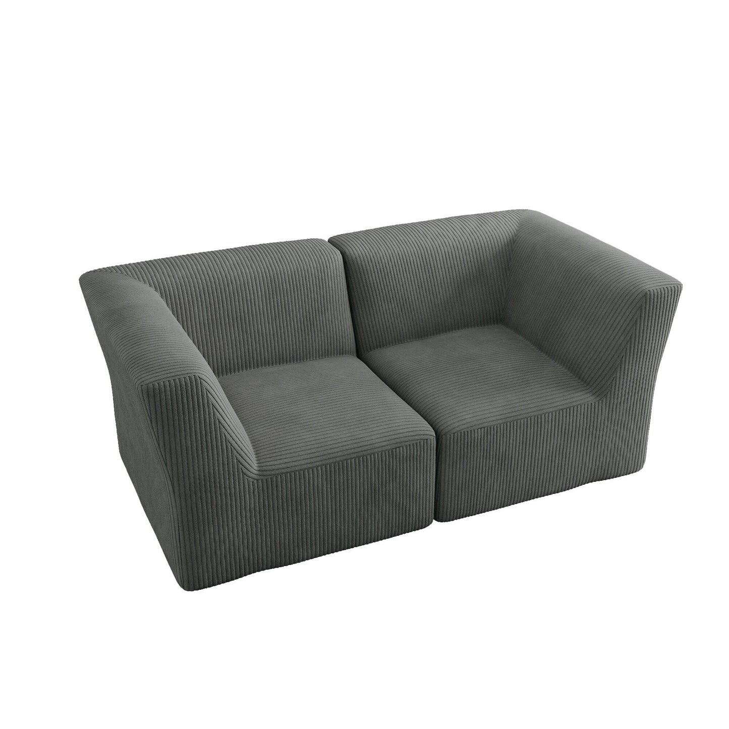 71 W Corduroy Fully Sponge Molded Couch Modular Sectional Sofa