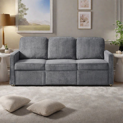 72.64 Corduroy 3-Seater Sofa with High-Density Sponge and Spring Cushions