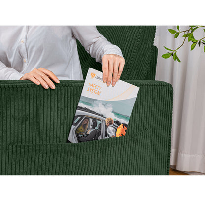 72.64 Corduroy 3-Seater Sofa with High-Density Sponge and Spring Cushions
