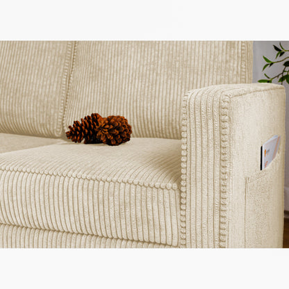 72.64 Corduroy 3-Seater Sofa with High-Density Sponge and Spring Cushions