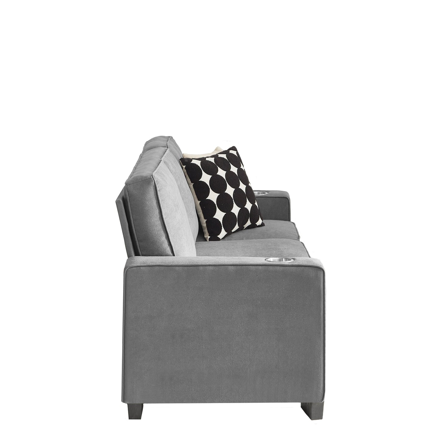 84.25 Velvet 3-Seater Sofa with Cup Holder Armrests and High-Density Spring Cushions