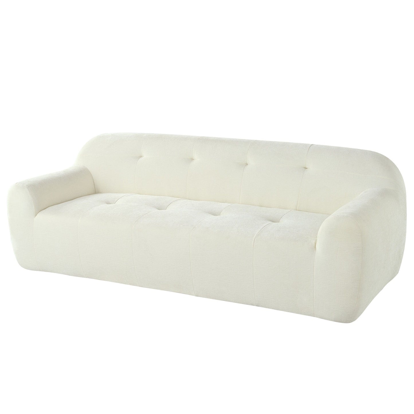 85.8 Wide Chenille Fabric 3-Seater Sofa with Tufted Style, Full Sponge Compression Design, with Powder-Free Foam