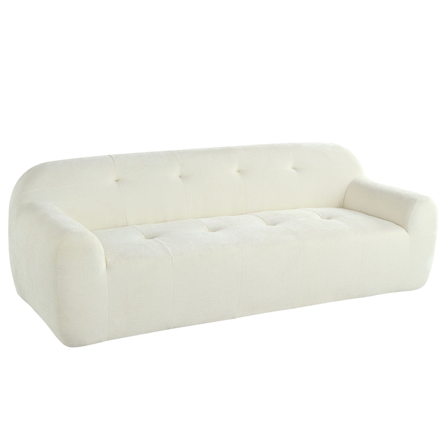 85.8 Wide Chenille Fabric 3-Seater Sofa with Tufted Style, Full Sponge Compression Design, with Powder-Free Foam