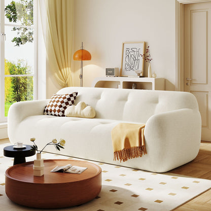 85.8 Wide Chenille Fabric 3-Seater Sofa with Tufted Style, Full Sponge Compression Design, with Powder-Free Foam