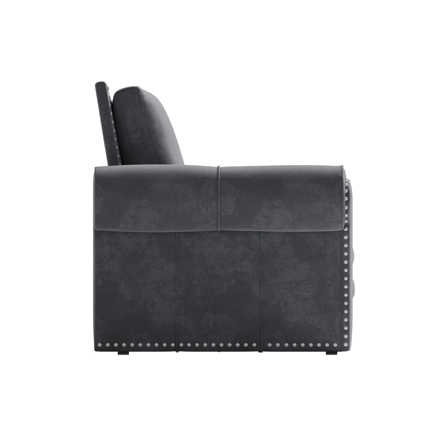 93.7Velvet 3-Seater Sleeper Sofa 3-in-1 with Rolled Arms & Nailhead Trim