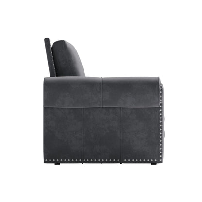 93.7Velvet 3-Seater Sleeper Sofa 3-in-1 with Rolled Arms & Nailhead Trim