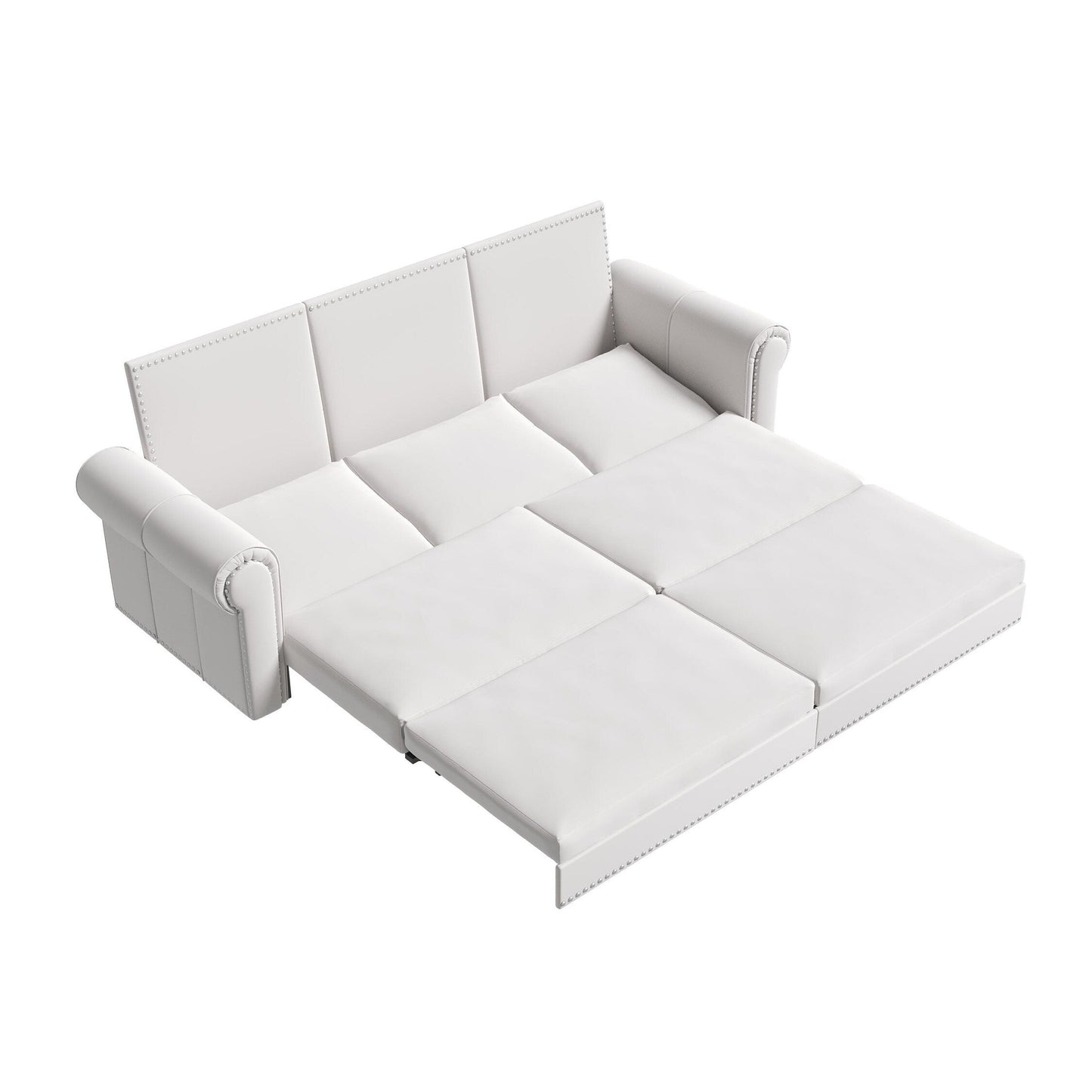 93.7Velvet 3-Seater Sleeper Sofa 3-in-1 with Rolled Arms & Nailhead Trim