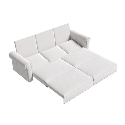 93.7Velvet 3-Seater Sleeper Sofa 3-in-1 with Rolled Arms & Nailhead Trim