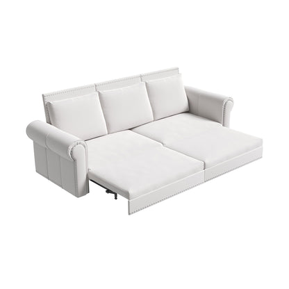 93.7Velvet 3-Seater Sleeper Sofa 3-in-1 with Rolled Arms & Nailhead Trim