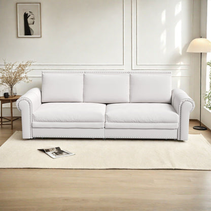 93.7Velvet 3-Seater Sleeper Sofa 3-in-1 with Rolled Arms & Nailhead Trim