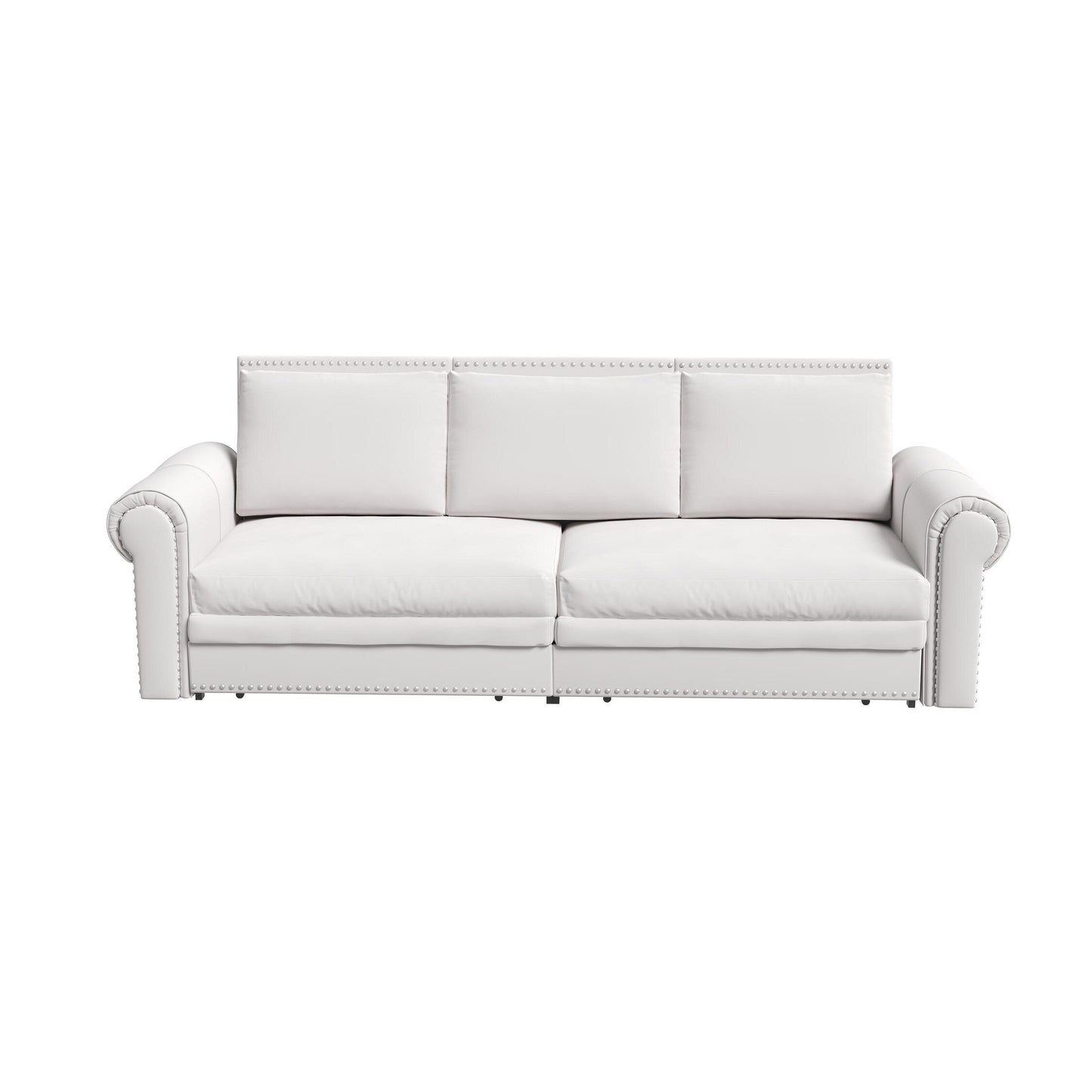 93.7Velvet 3-Seater Sleeper Sofa 3-in-1 with Rolled Arms & Nailhead Trim