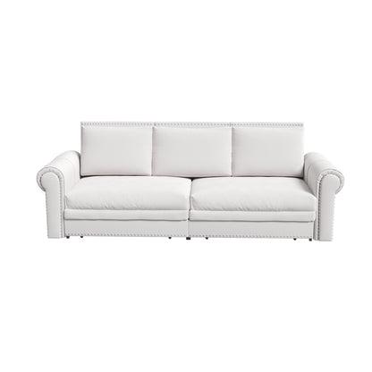 93.7Velvet 3-Seater Sleeper Sofa 3-in-1 with Rolled Arms & Nailhead Trim