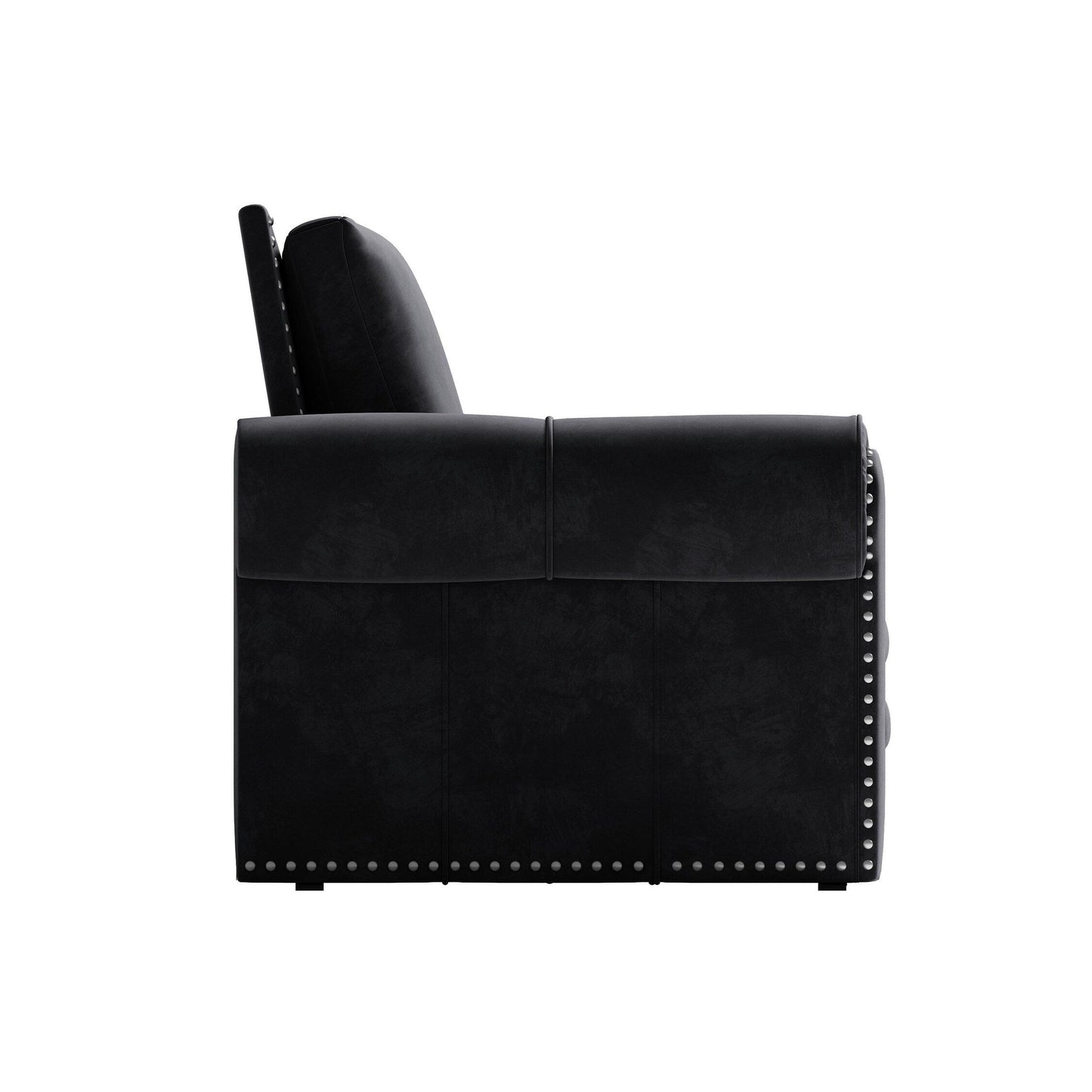 93.7Velvet 3-Seater Sleeper Sofa 3-in-1 with Rolled Arms & Nailhead Trim