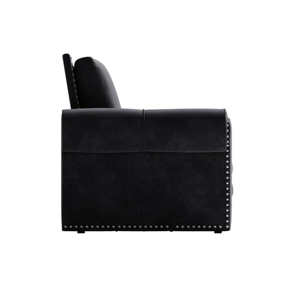 93.7Velvet 3-Seater Sleeper Sofa 3-in-1 with Rolled Arms & Nailhead Trim