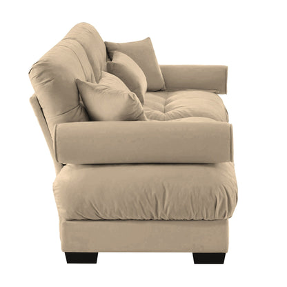 93.7Velvet 3-Seater Sofa with Bolster Armrests, High-Resilience Sponge Cushions