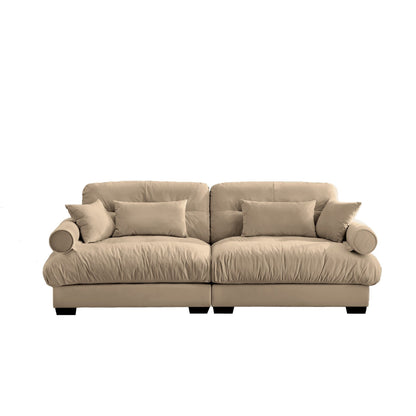 93.7Velvet 3-Seater Sofa with Bolster Armrests, High-Resilience Sponge Cushions