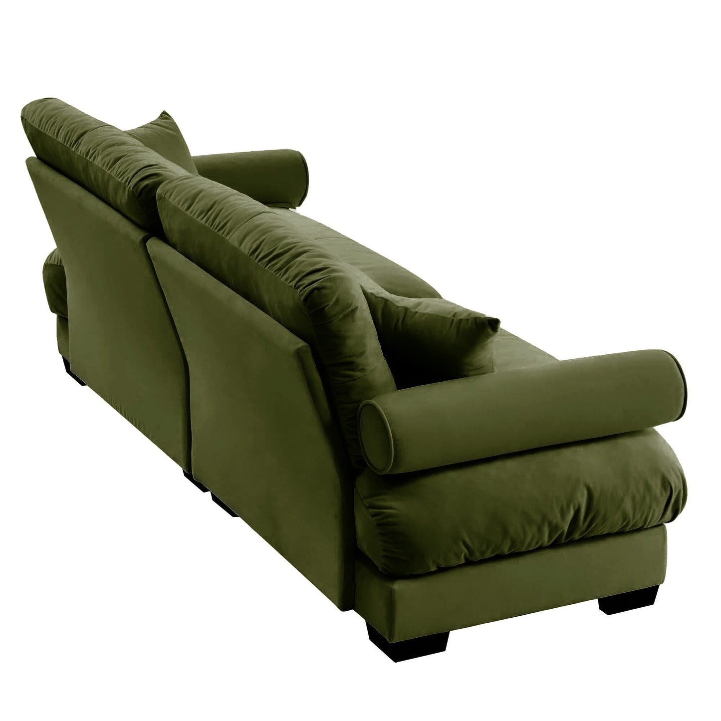 93.7Velvet 3-Seater Sofa with Bolster Armrests, High-Resilience Sponge Cushions