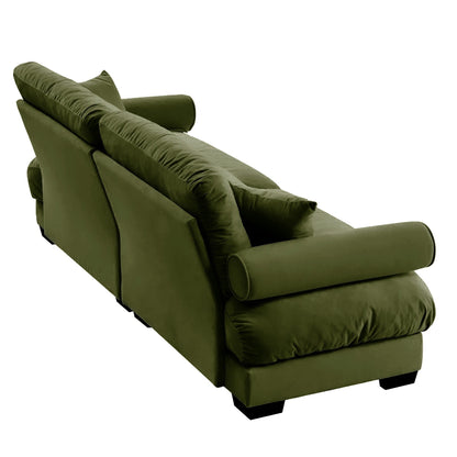 93.7Velvet 3-Seater Sofa with Bolster Armrests, High-Resilience Sponge Cushions