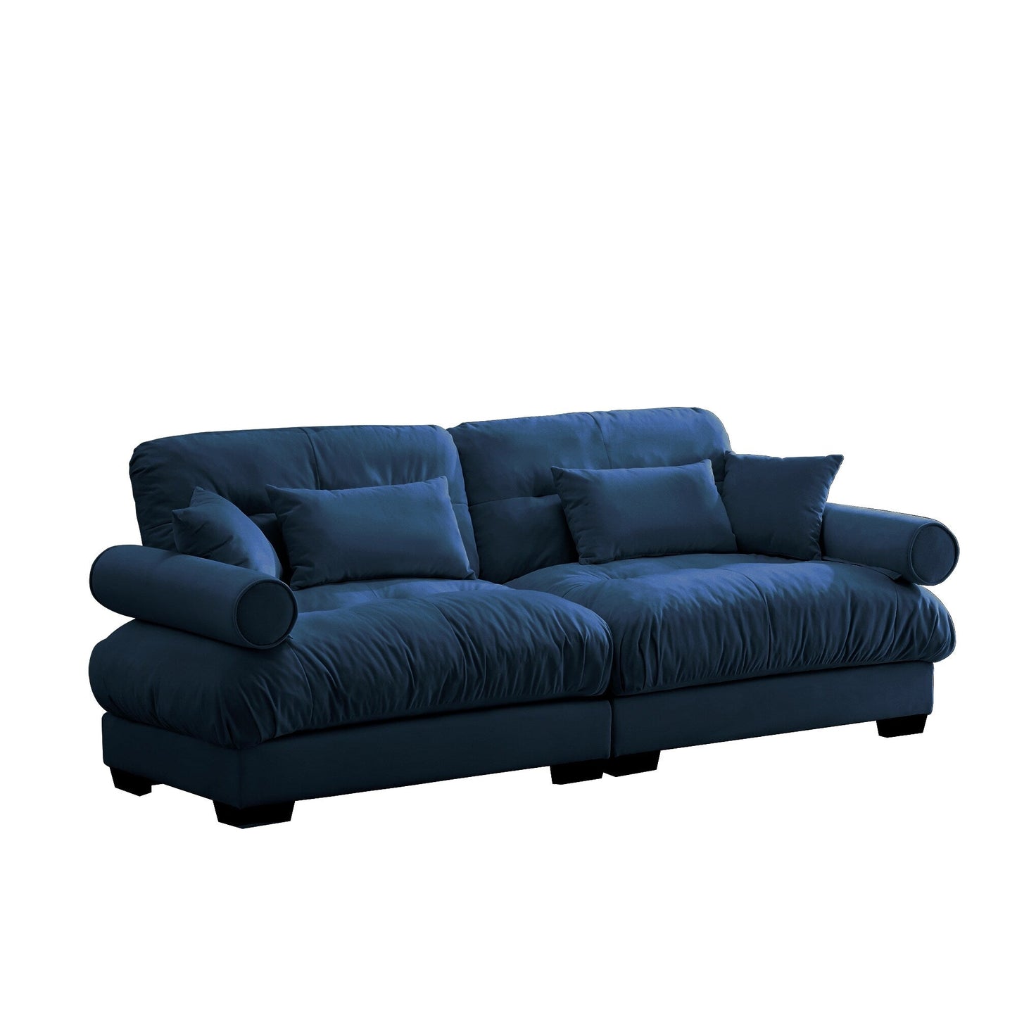 93.7Velvet 3-Seater Sofa with Bolster Armrests, High-Resilience Sponge Cushions