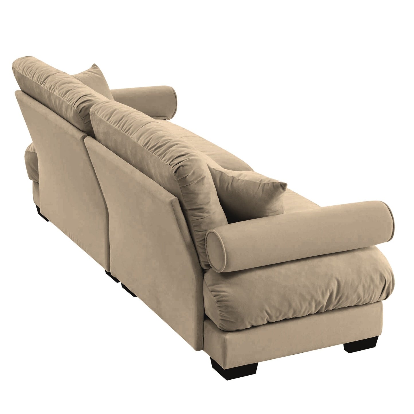 93.7Velvet 3-Seater Sofa with Bolster Armrests, High-Resilience Sponge Cushions
