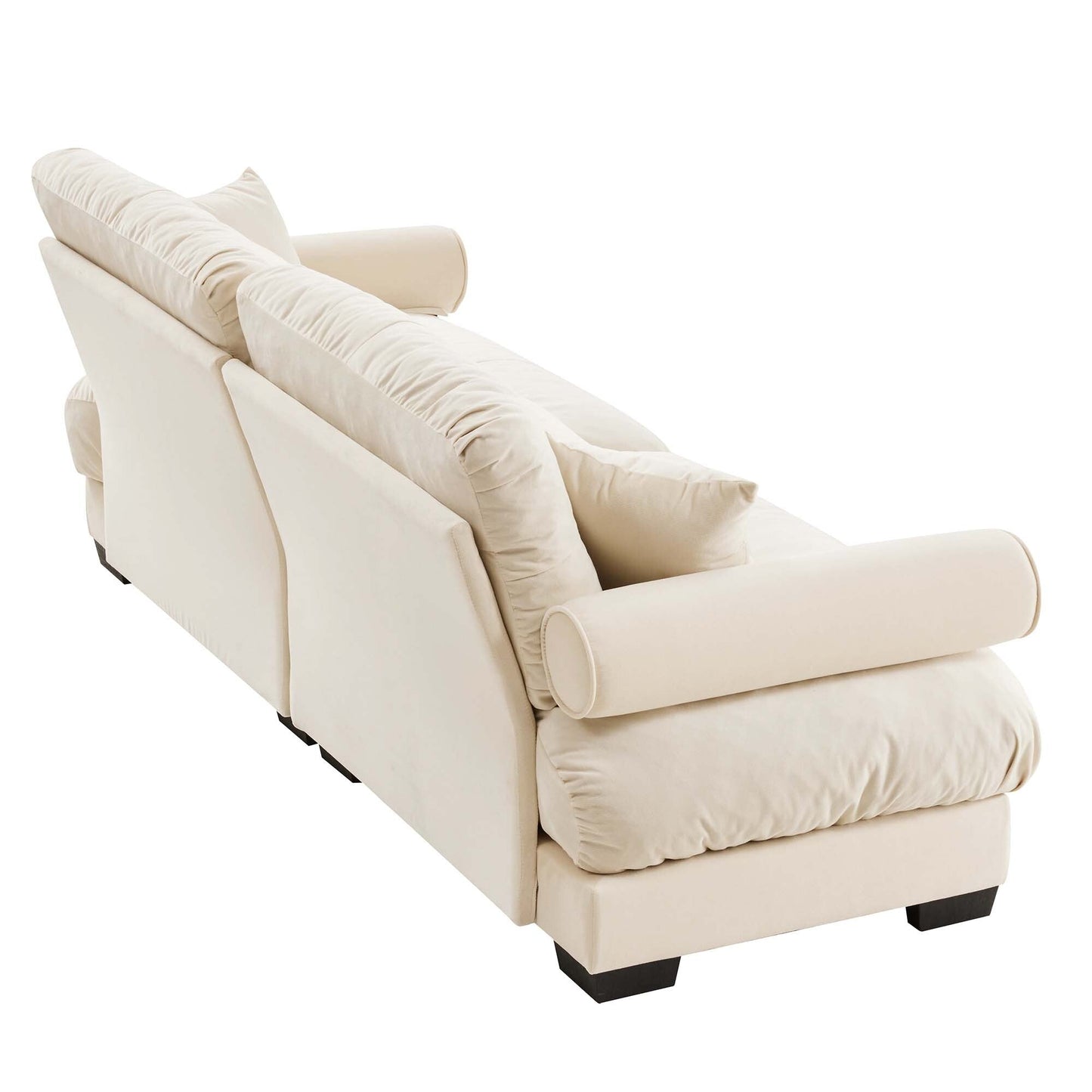 93.7Velvet 3-Seater Sofa with Bolster Armrests, High-Resilience Sponge Cushions