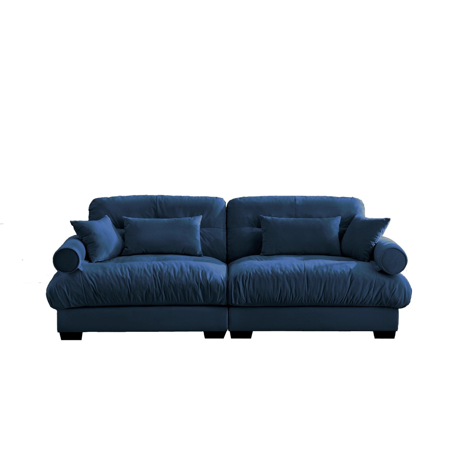 93.7Velvet 3-Seater Sofa with Bolster Armrests, High-Resilience Sponge Cushions