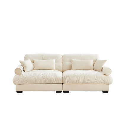 93.7Velvet 3-Seater Sofa with Bolster Armrests, High-Resilience Sponge Cushions