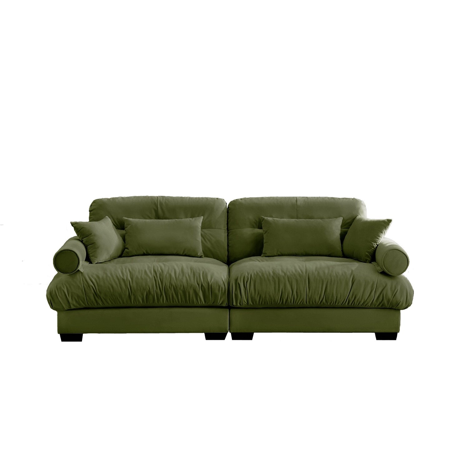 93.7Velvet 3-Seater Sofa with Bolster Armrests, High-Resilience Sponge Cushions