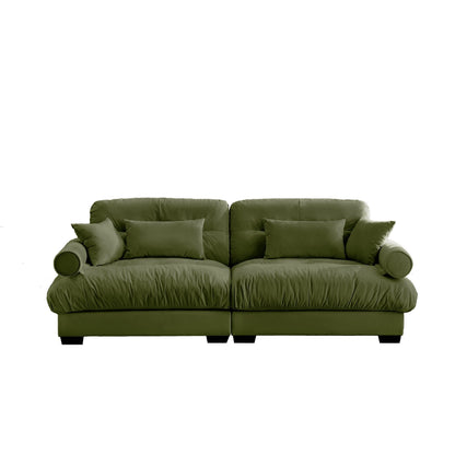 93.7Velvet 3-Seater Sofa with Bolster Armrests, High-Resilience Sponge Cushions
