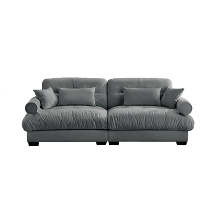 93.7Velvet 3-Seater Sofa with Bolster Armrests, High-Resilience Sponge Cushions