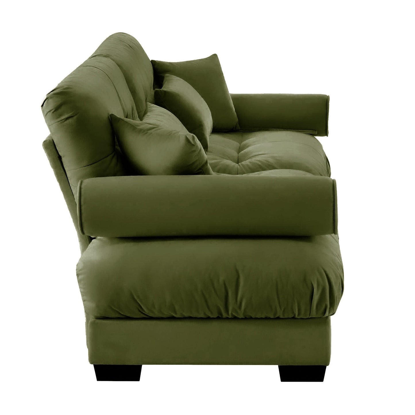 93.7Velvet 3-Seater Sofa with Bolster Armrests, High-Resilience Sponge Cushions