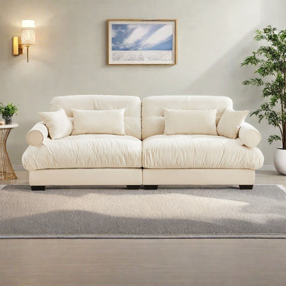 93.7Velvet 3-Seater Sofa with Bolster Armrests, High-Resilience Sponge Cushions