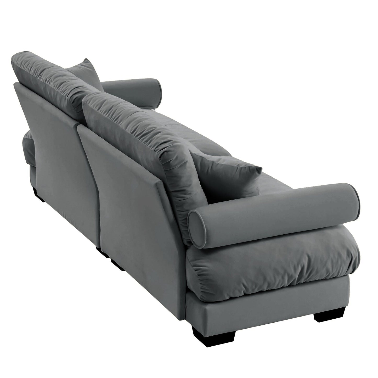 93.7Velvet 3-Seater Sofa with Bolster Armrests, High-Resilience Sponge Cushions