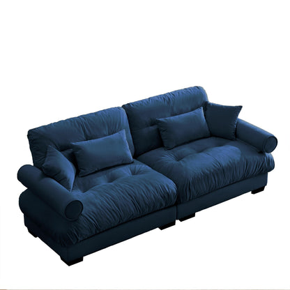 93.7Velvet 3-Seater Sofa with Bolster Armrests, High-Resilience Sponge Cushions