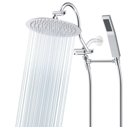 Pommeau de douche à effet pluie haute pression tout en métal de 10 pouces avec pommeau combiné à main