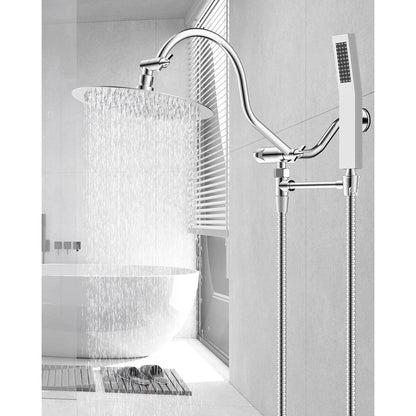 Pommeau de douche à effet pluie haute pression tout en métal de 10 pouces avec pommeau combiné à main