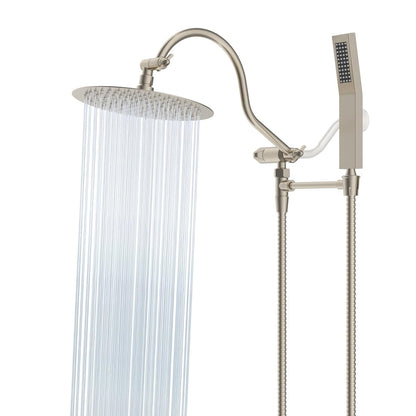 Pommeau de douche à effet pluie haute pression tout en métal de 10 pouces avec pommeau combiné à main