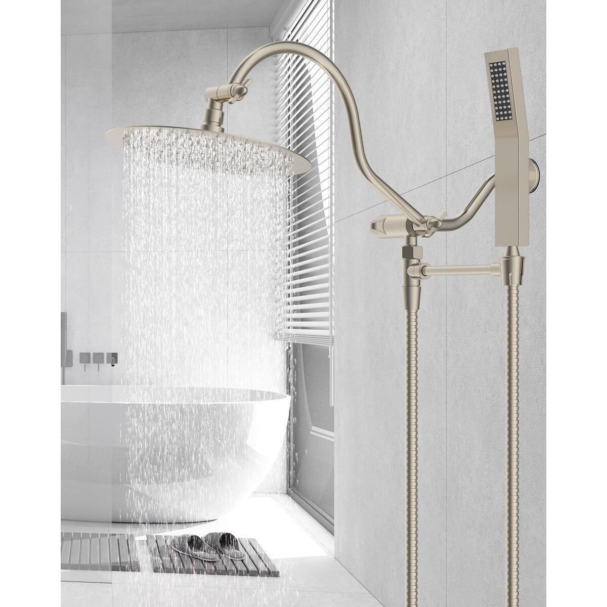Pommeau de douche à effet pluie haute pression tout en métal de 10 pouces avec pommeau combiné à main