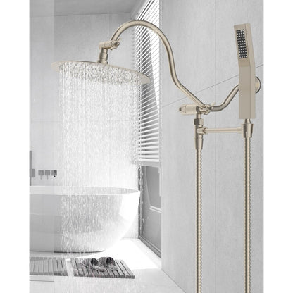 Pommeau de douche à effet pluie haute pression tout en métal de 10 pouces avec pommeau combiné à main